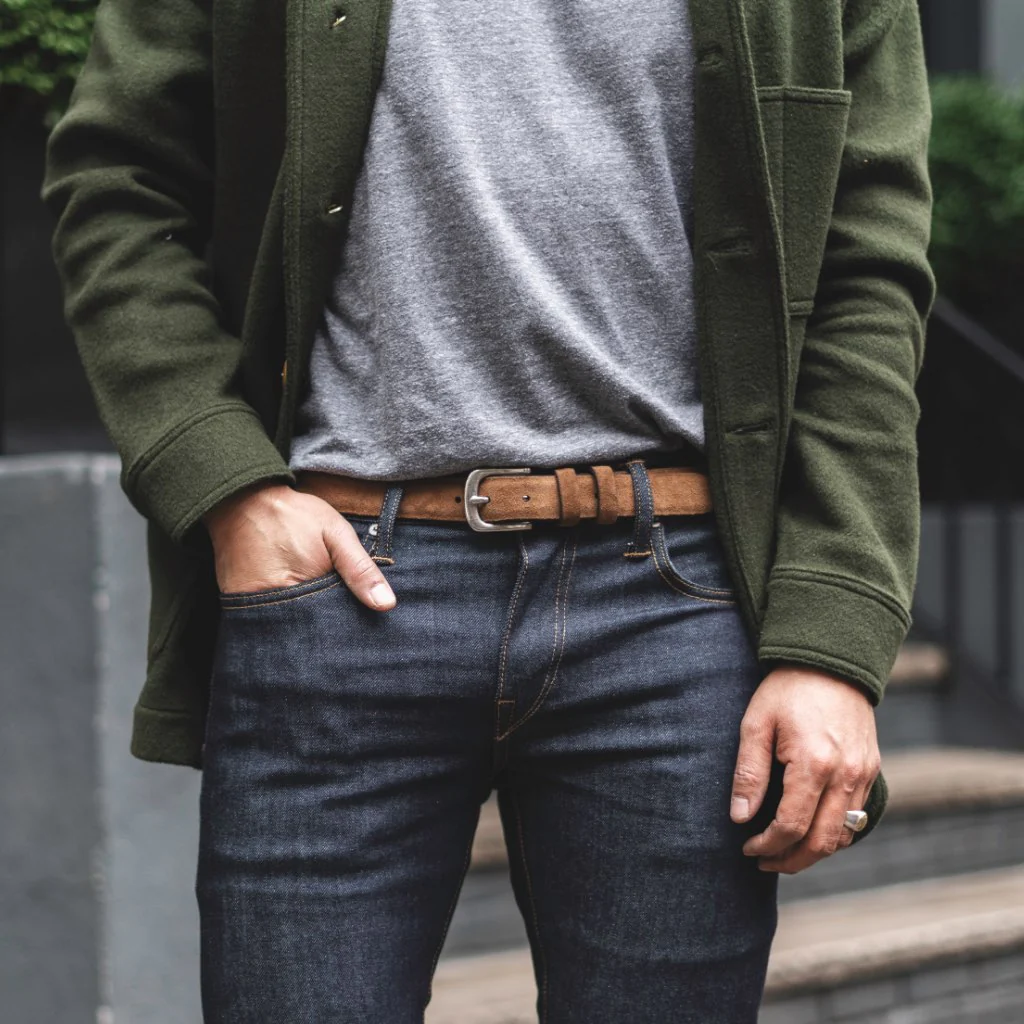 Men's Refined Leather Belt | Cognac Suede - Image 5