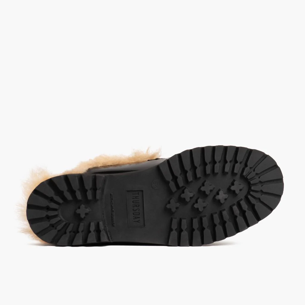 Penny Mule | Black & Beige Shearling - Image 5
